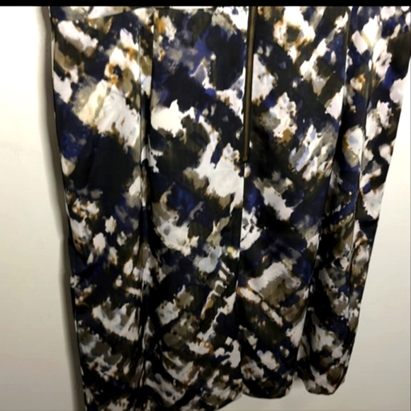 Silky Abstract Water Color Print Cocktail Dress Size 8P Ann Taylor- Party Dress - Picture 7 of 11